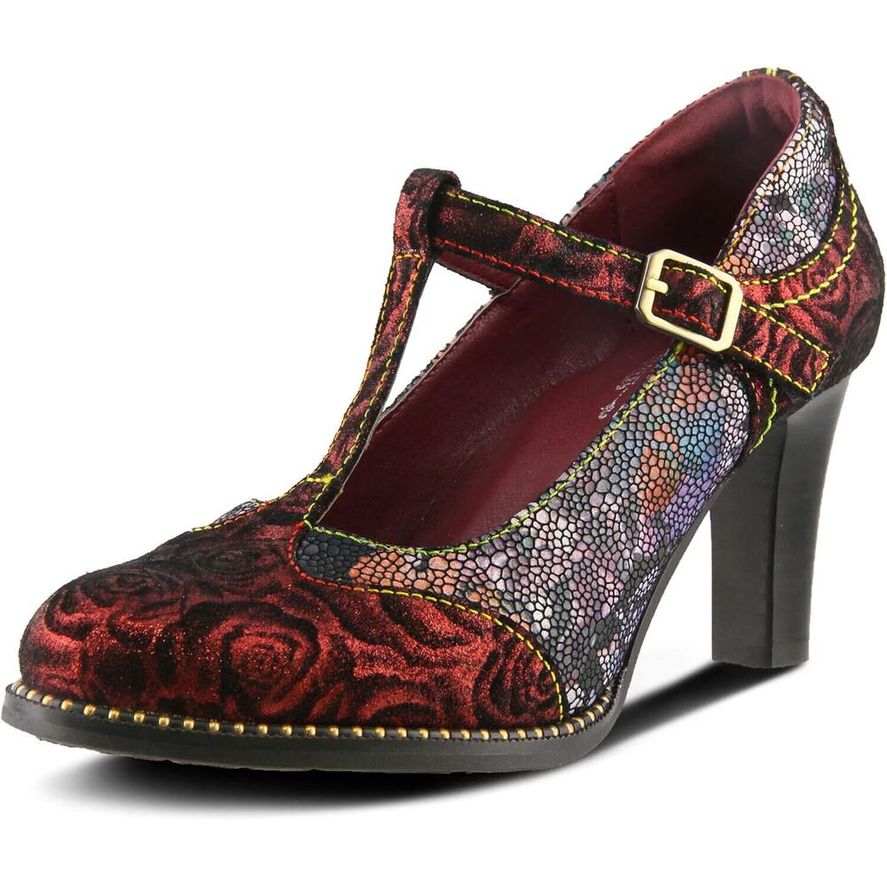 L'Artiste by Spring Step Womens Mazie Leather T-Bar Pump -- Bordeaux NEW